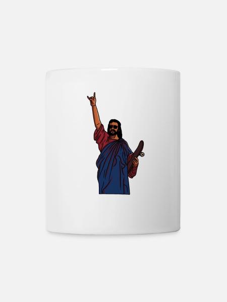 Jesus skatet – Heiliger Style auf dem Board - Tasse - Weiß