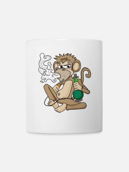 Shisha Wasserpfeife Rauchender Affe - Tasse - Weiß