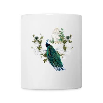 Magnifique paon, vintage - Mug blanc - blanc - Devant