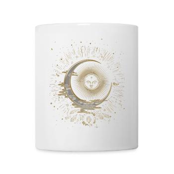 Die Sonne und der Mond mit Sternen - Tasse - Weiß - Vorne
