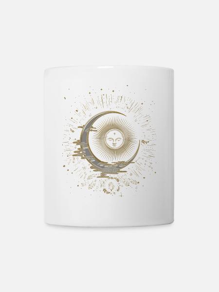 Die Sonne und der Mond mit Sternen - Tasse - Weiß
