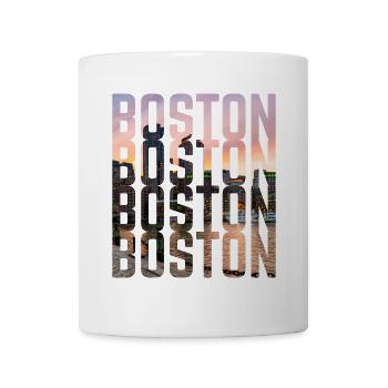 Boston Skyline Schriftzug  - Tasse - Weiß - Vorne