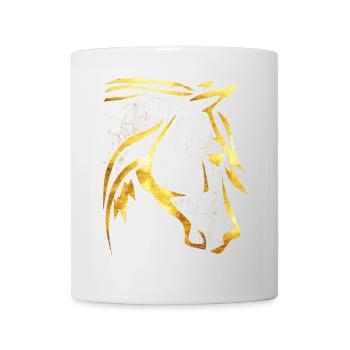 Reiten - Reiter - Pferdekopf - Goldenes Pferd - Tasse - Weiß - Vorne