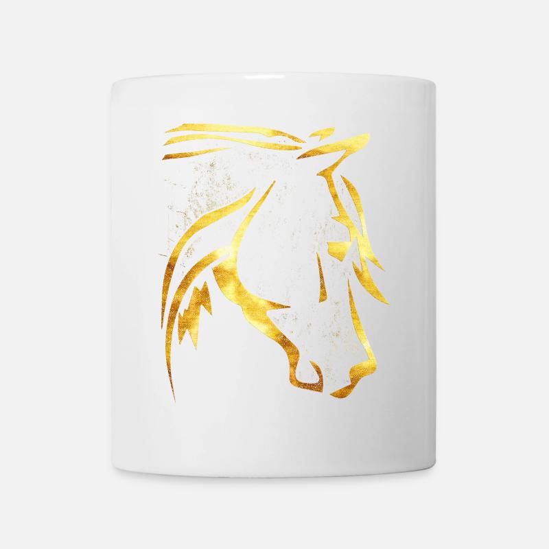 Équitation - Cavalier - Tête de cheval - Cheval d’or - Mug blanc - blanc