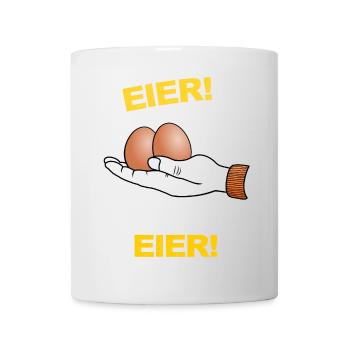 Eier, Klöten, Chochones, Hühnerei, Hoden, Sack - Tasse - Weiß - Vorne