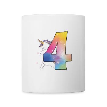 Licorne numéro quatre en arc-en-ciel 4 ans - Mug blanc - blanc - Devant