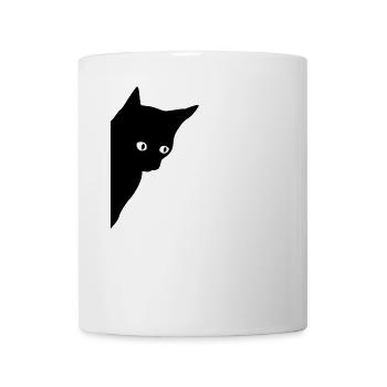 Black cat with shining eyes - Mug - white - Front