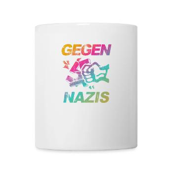 Gegen Nazis, Gegen Rechts Faust. FCK NZS - Tasse - Weiß - Vorne