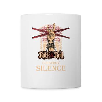 I destroy Silence, Drummer Schlagzeuger Schlagzeug - Tasse - Weiß - Vorne