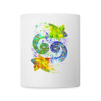 Farbenfrohes Yin-Yang-Chamäleon – Harmonie - Tasse - Weiß - Vorne