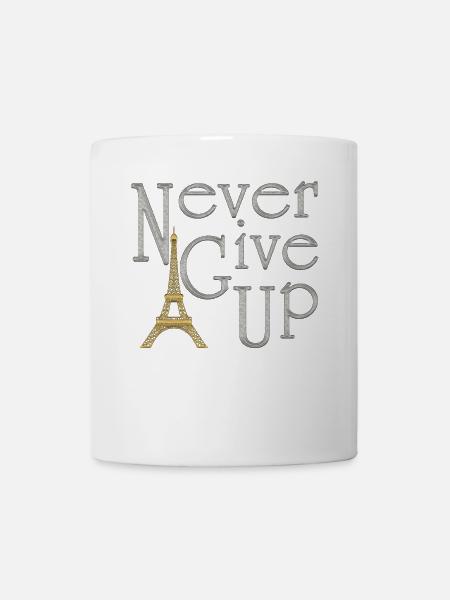 NEVER GIVE UP Argenté tour Eiffel Or - Mug blanc - blanc