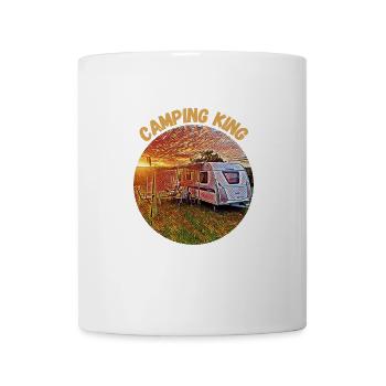 Camping King, caravane, design, idée cadeau, - Mug blanc - blanc - Devant