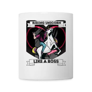 Einhorn Metal Reiten Geschenkidee Boss - Tasse - Weiß - Vorne