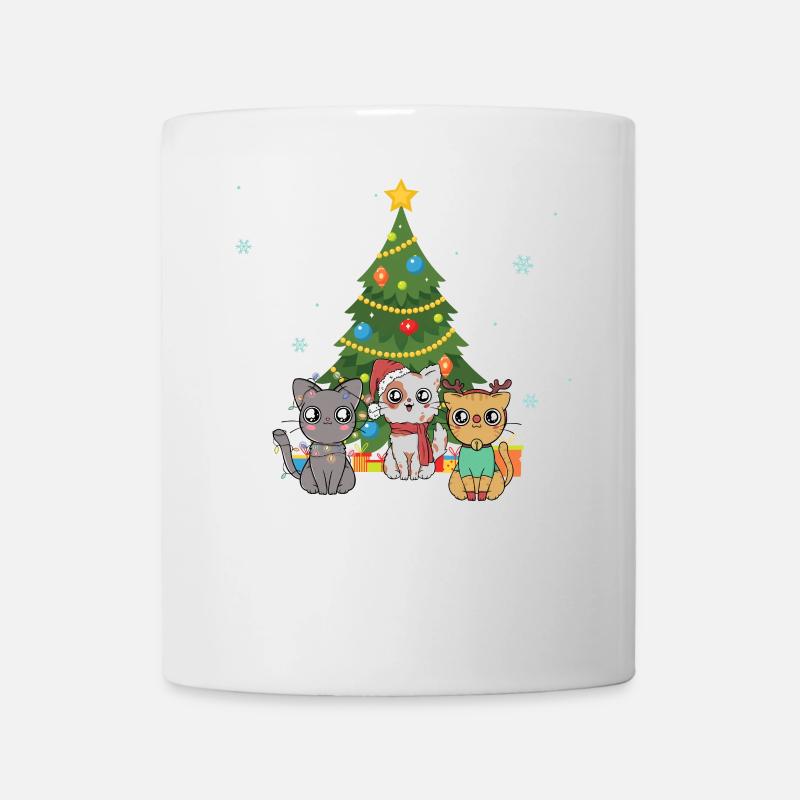 Arbre noel sapin chat mignon kawaii cadeau animé - Mug blanc - blanc