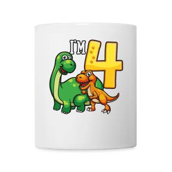 4th birthday dinosaur 4 years old - Mug - white - Front