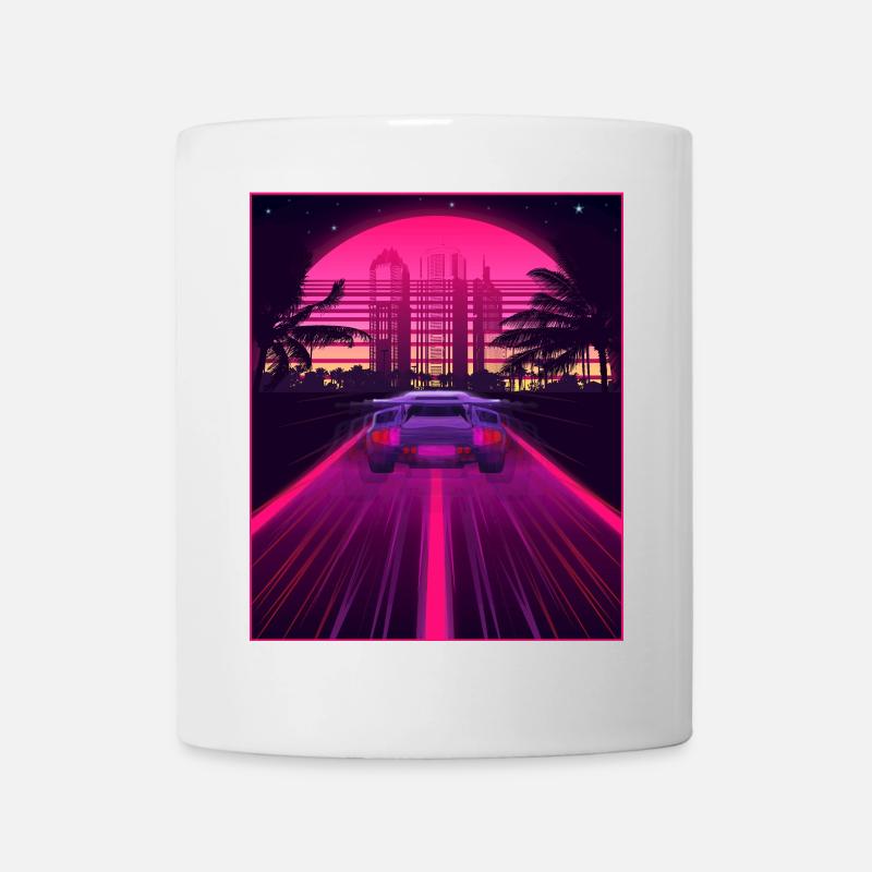 Synthwave Esthétique Rétro Vaporwave des années 80 des années 90 Auto - Mug blanc - blanc