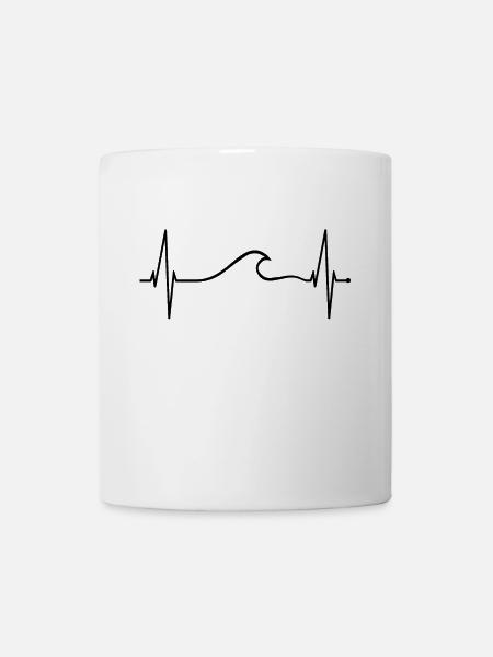 Surfer Herzschlag Welle Surf Puls Herz Für Surfing - Tasse - Weiß