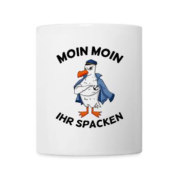Moin Moin Ihr Spacken Seemöwe Anker Tattoo - Tasse - Weiß - Vorne