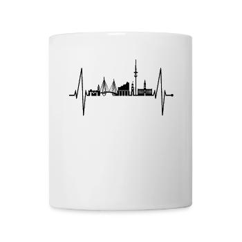 Hamburg Skyline Herzschlag Hamburger Liebe Fan - Tasse - Weiß - Vorne