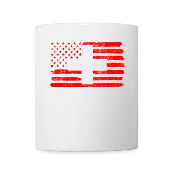 USA Flagge Schweiz - Tasse - Weiß - Vorne