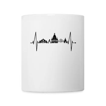 Dresden Skyline Herzschlag Dresdner Herz Liebe Fan - Tasse - Weiß - Vorne