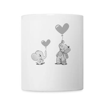 Bébé éléphant mignon et maman avec des ballons coeur - Mug blanc - blanc - Devant