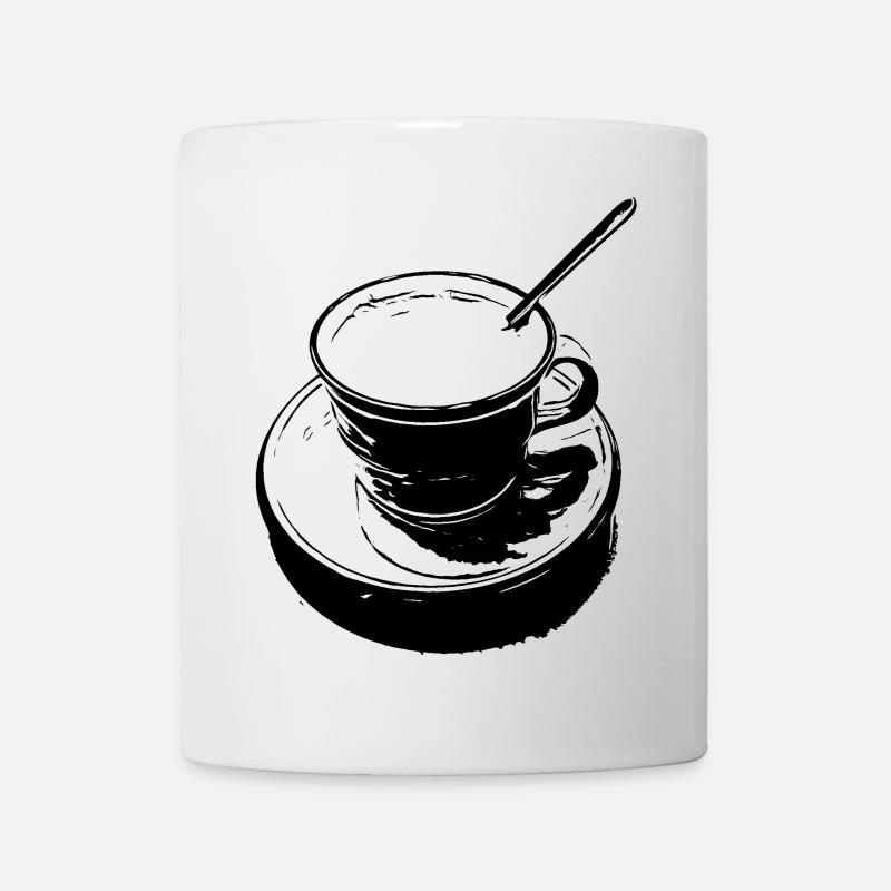 Tasse à café noir et blanc - Mug blanc - blanc