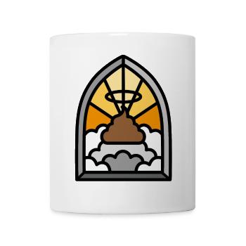 Holy Shit Glasmalerei Kirche lustige Poop Wortspiel meme - Tasse - Weiß - Vorne