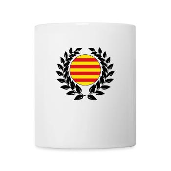 Catalonia flag banner laurel wreath - Mug - white - Front