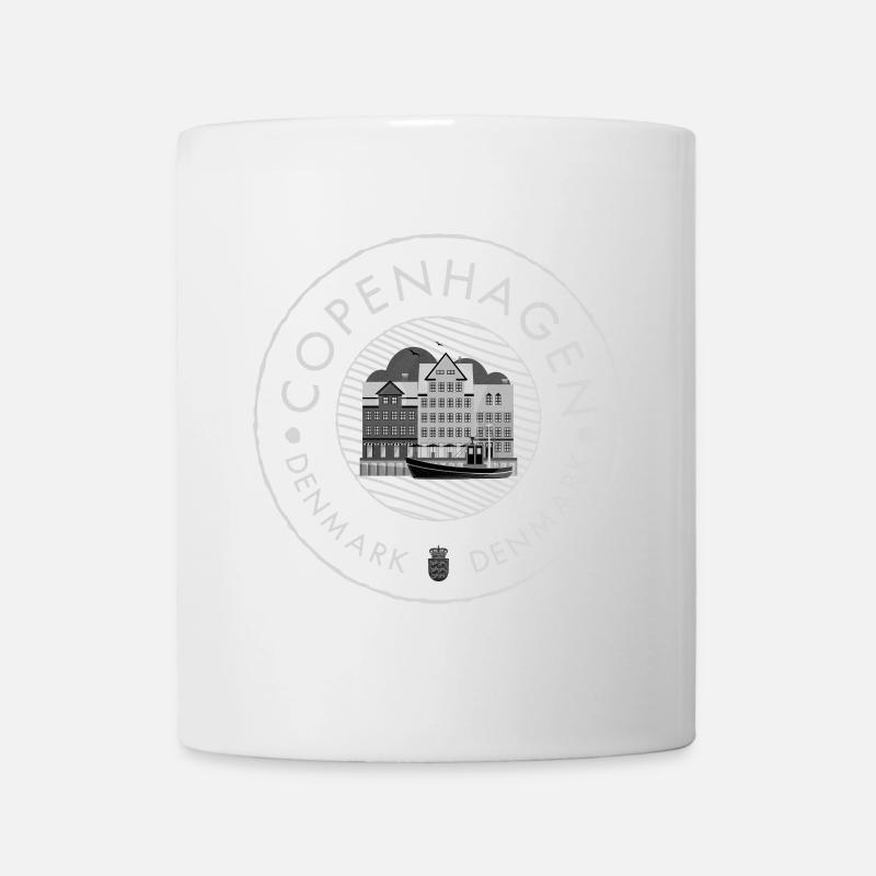 Kopenhagen Hafen Illustration Schwarzweiß - Tasse - Weiß