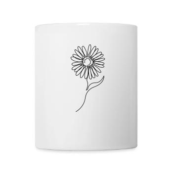 One Line Drawing Sunflower Single Art - Mug - white - Front