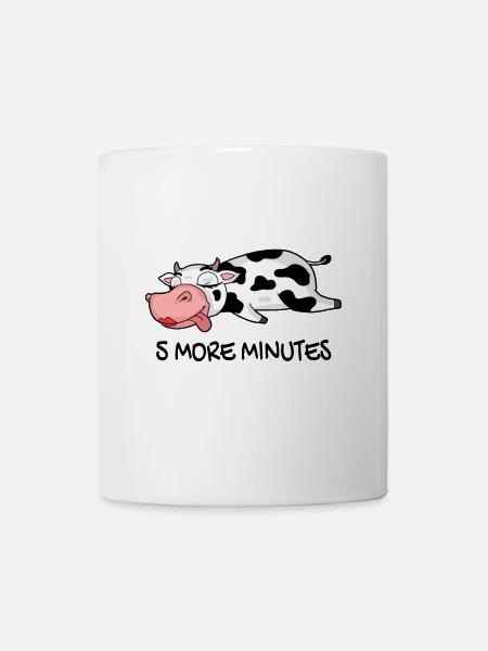 Noch 5 Minuten schlafen Schlaf Kuh Bauernhof - Tasse - Weiß