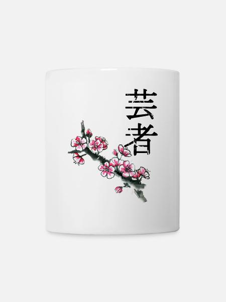 Plum blossom branch in watercolor - Mug - white