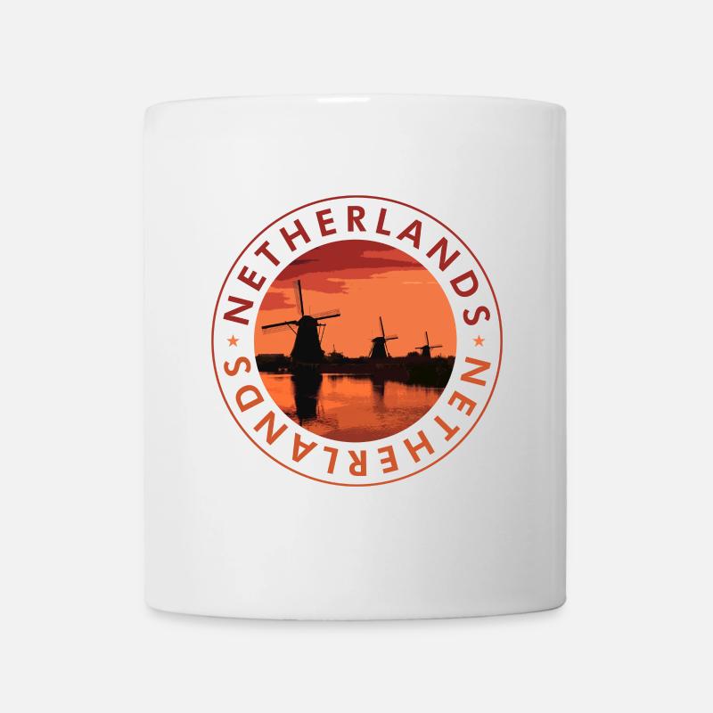 Niederlande Windmühlen Abendstempel - Tasse - Weiß