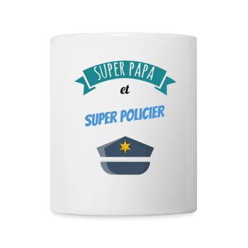 Super papa policier idée cadeau anniversaire - Mug blanc - blanc - Devant