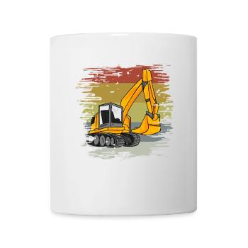 Excavator Construction Site Retro - Mug - white - Front