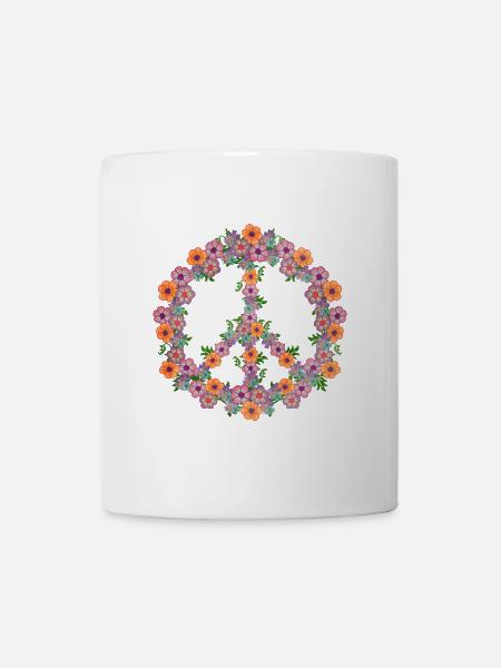Pastellblume Friedenszeichen Retro-Vibes - Tasse - Weiß