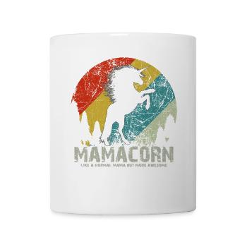 Mama Unicorn Sunset Retro Style Shirt - Mug - white - Front