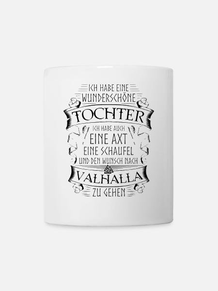 Vater Tochter Wikinger Spruch Valknut Valhalla - Tasse - Weiß