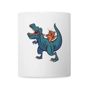 Rex dinosaure chat chevauche Dino cheval chat Cat - Mug blanc - blanc - Devant