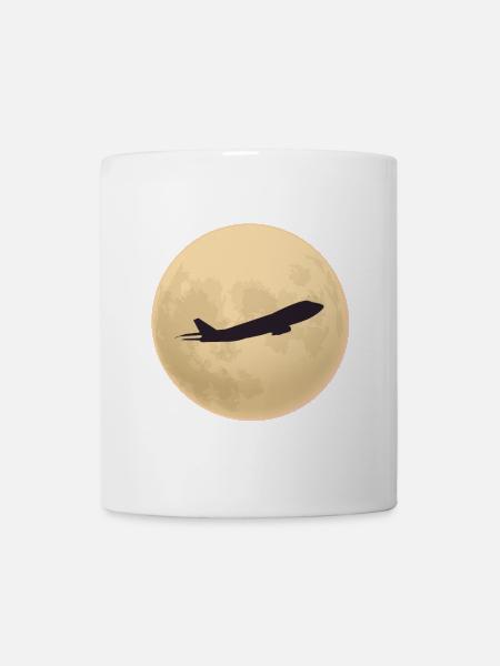 Jumbo Silhouette gegen den Mond - Tasse - Weiß
