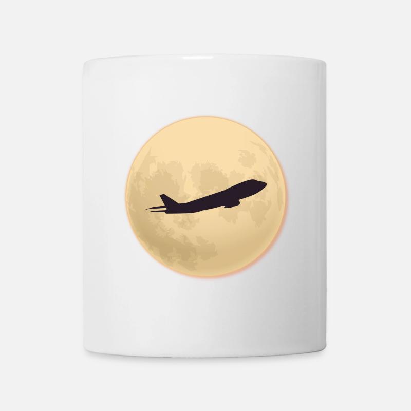 Jumbo Silhouette gegen den Mond - Tasse - Weiß