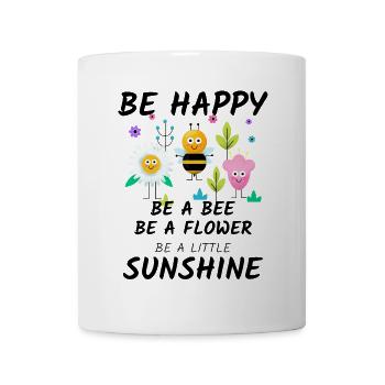 Cheerful garden motif: flower, bee - Mug - white - Front