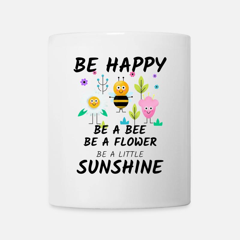 Motif de jardin joyeux : fleur, abeille - Mug blanc - blanc