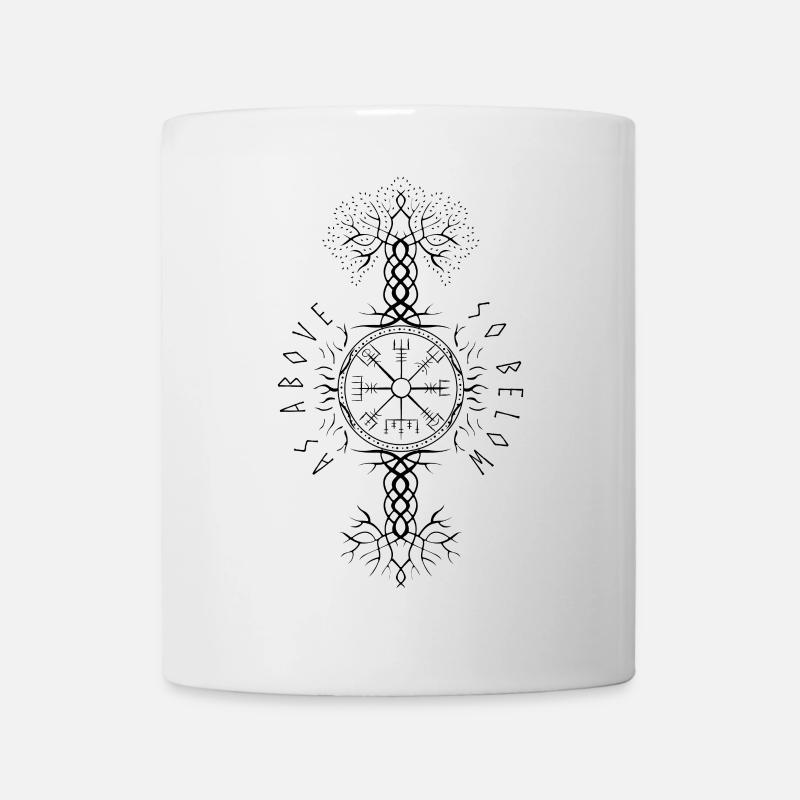 Ygdrassil Arbre du monde Arbre de vie Vegvisir - Mug blanc - blanc