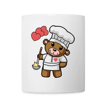 Teddybär Sterne Koch kochen Gourmet Küche - Tasse - Weiß - Vorne