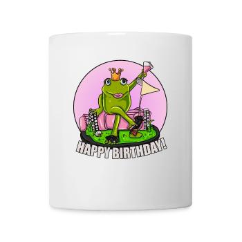 Motif drôle de joyeux anniversaire avec la reine grenouille - Mug blanc - blanc - Devant