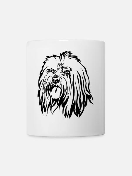 Tibet Terrier Kopf - Tasse - Weiß