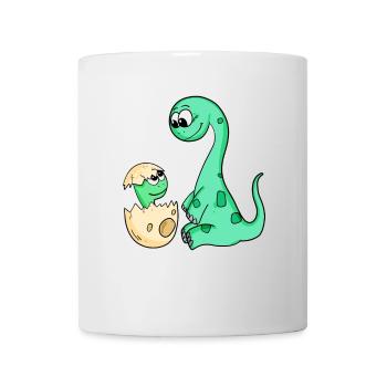 Dinosaures avec bébé dinosaures - Mug blanc - blanc - Devant