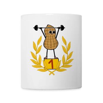 peanut bodybuilder body building weights dumbbell - Mug - white - Front